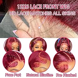 22Inch 99J Body Wave Lace Front Wigs Human Hair Pre