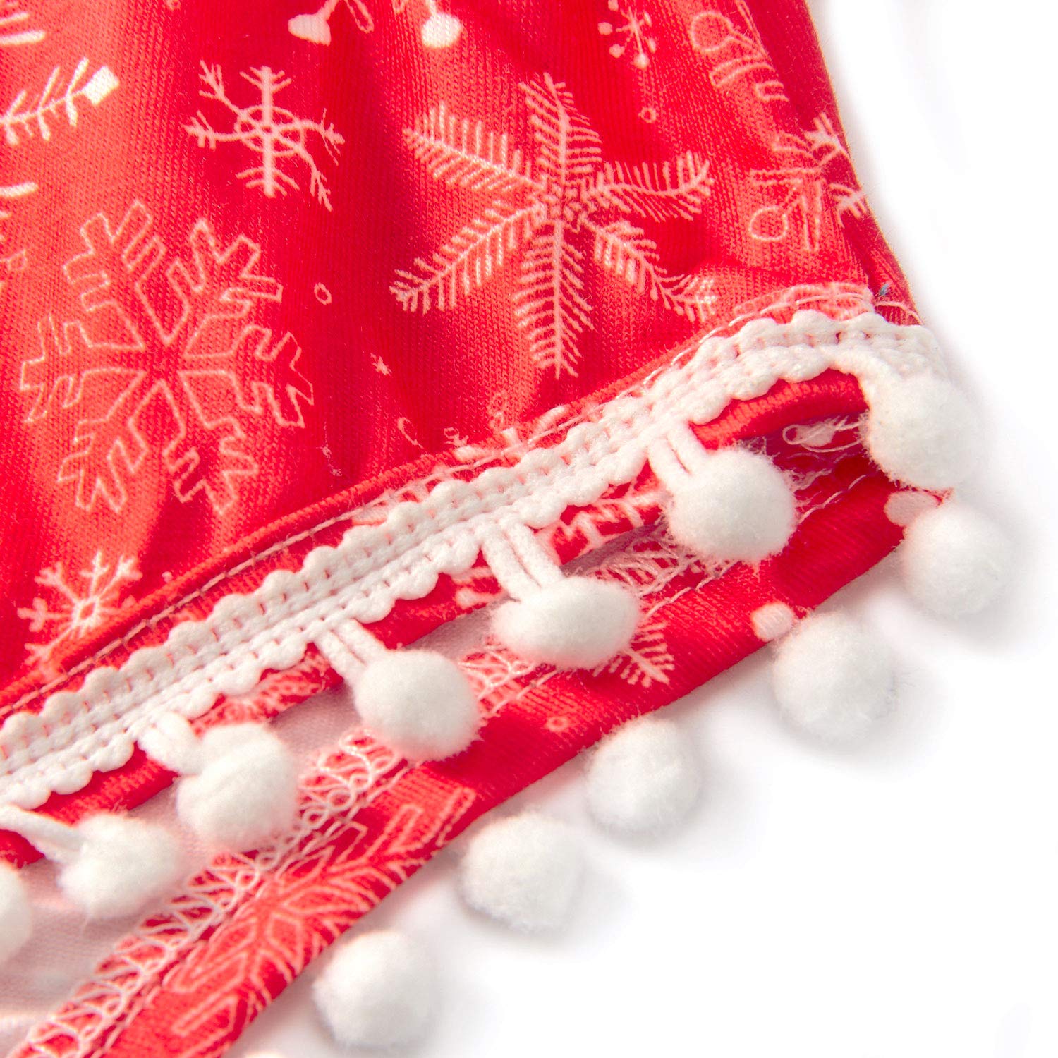 RAISEVERN Red Harem Jumpsuit for Kids Girls Snap Button Playsuit Spring Sleeveless Snowflake Printed for 12-18 Months Baby Onesies Set