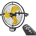 HiCFM 5000 CFM 20 inch Orbital Remote Control Wall Mounted Fan, 1/5HP Motor, Manual & Remote Operation, Timer, Oscillation & Tilting, 3 Speed, 9ft Power Cord Industrial and Commercial- UL Listed