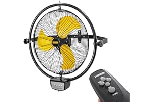 HiCFM 20" Remote Control Wall Mount Fan, 5100 CFM High Velocity 3-Speed Oscillating Wall Fans with Timer for Industrial, Commercial, Warehouse, Garage, Gazebo and Patios - UL Listed
