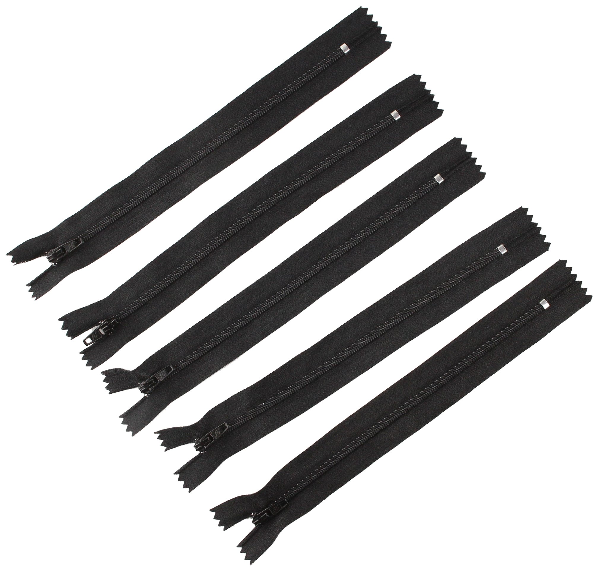 LEDUC Zip-5pc Nylon zips-Size 18cm, Black, 12x12x2 cm