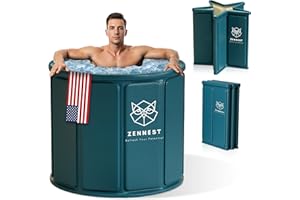 Zennest Foldable Portable Bathtub for Adults – 2-in-1 Hot & Cold Plunge, 105-Gal Large Capacity Collapsible Bathtub Adult, 6-layer Insulated Portable Soaking tub - Space-saving Design