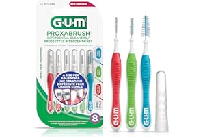 GUM Proxabrush® Reusable Interdental Cleaners, Antibacterial Bristles, Protective Travel Cap, Variety Pack, 1714N, Ultra Tigh