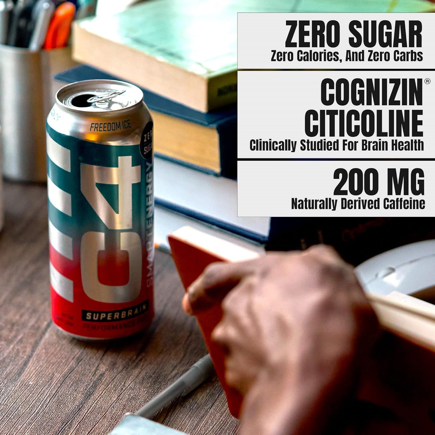 C4 Smart Energy Sugar Free Energy Drink 16oz (Pack of 12) | Freedom Ice | Performance Fuel & Nootropic Brain Booster with No Artificial Colors or Dyes: Health & Personal Care