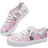 Obtaom Women's Play Fashion Sneaker White Color Washed and Leopard Canvas Slip on Shoes