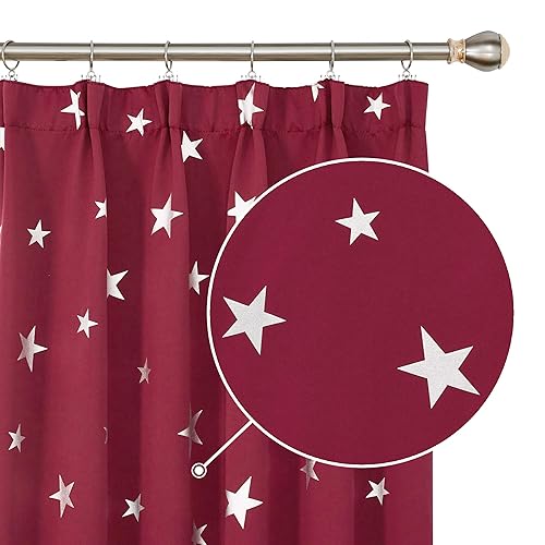 Deconovo Set of 2 Blackout Curtains for Living Room - Thermal Insulated Anti-Cold for Bedroom - Red - 117 x 183 cm