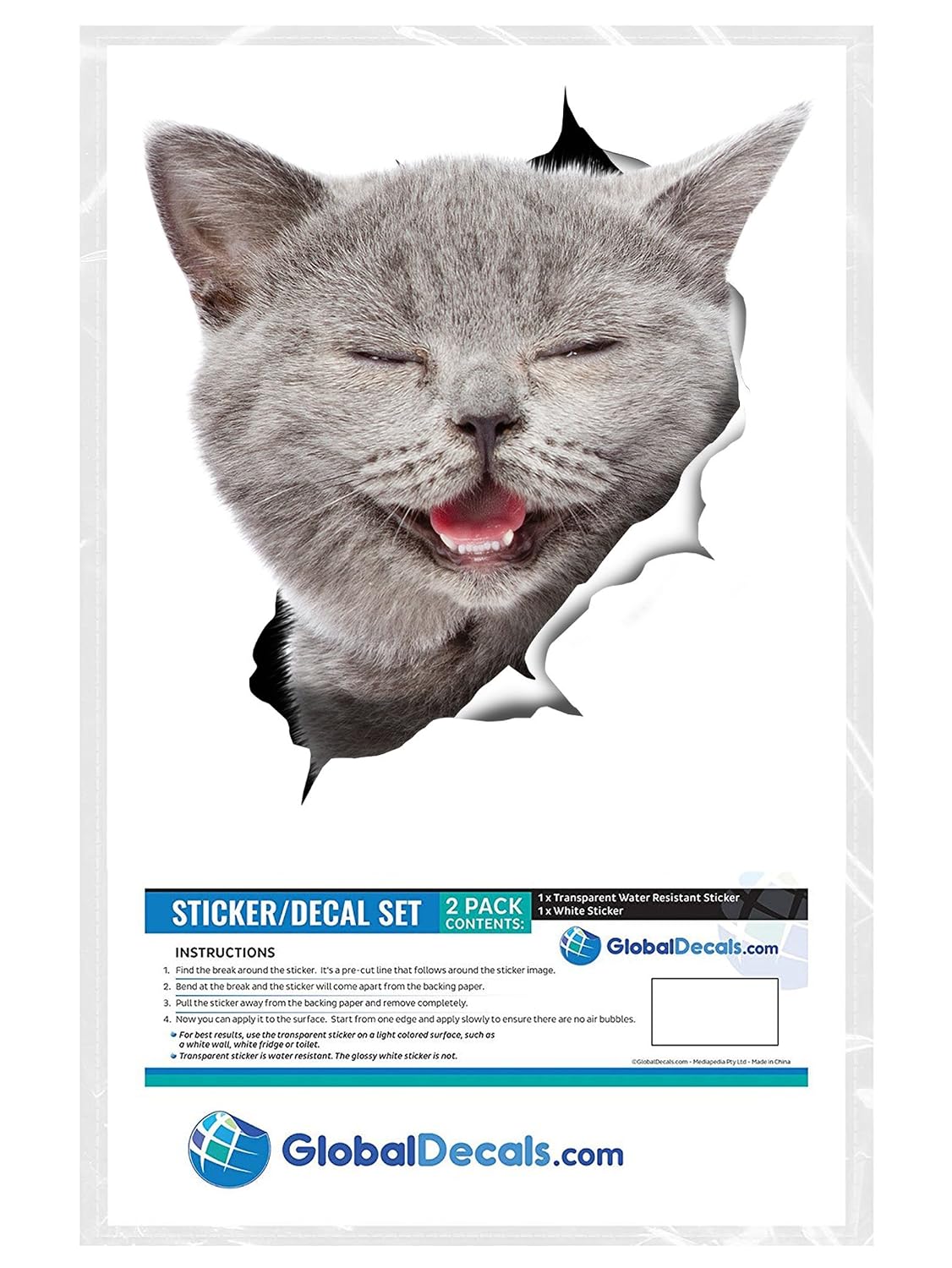 Adesivo 3D Gatto Per Auto O Frigorifero, Decalcomania In Vinile Bianco E Nero, Adesivo Muretto