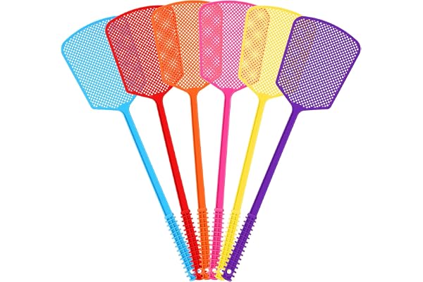 Fly Swatter,Plastic Flyswatters Multi-Pack,6 Bulk Vibrant Colorful Fly Killer,Long Handle Bug Swatter for Indoor and Outdoor