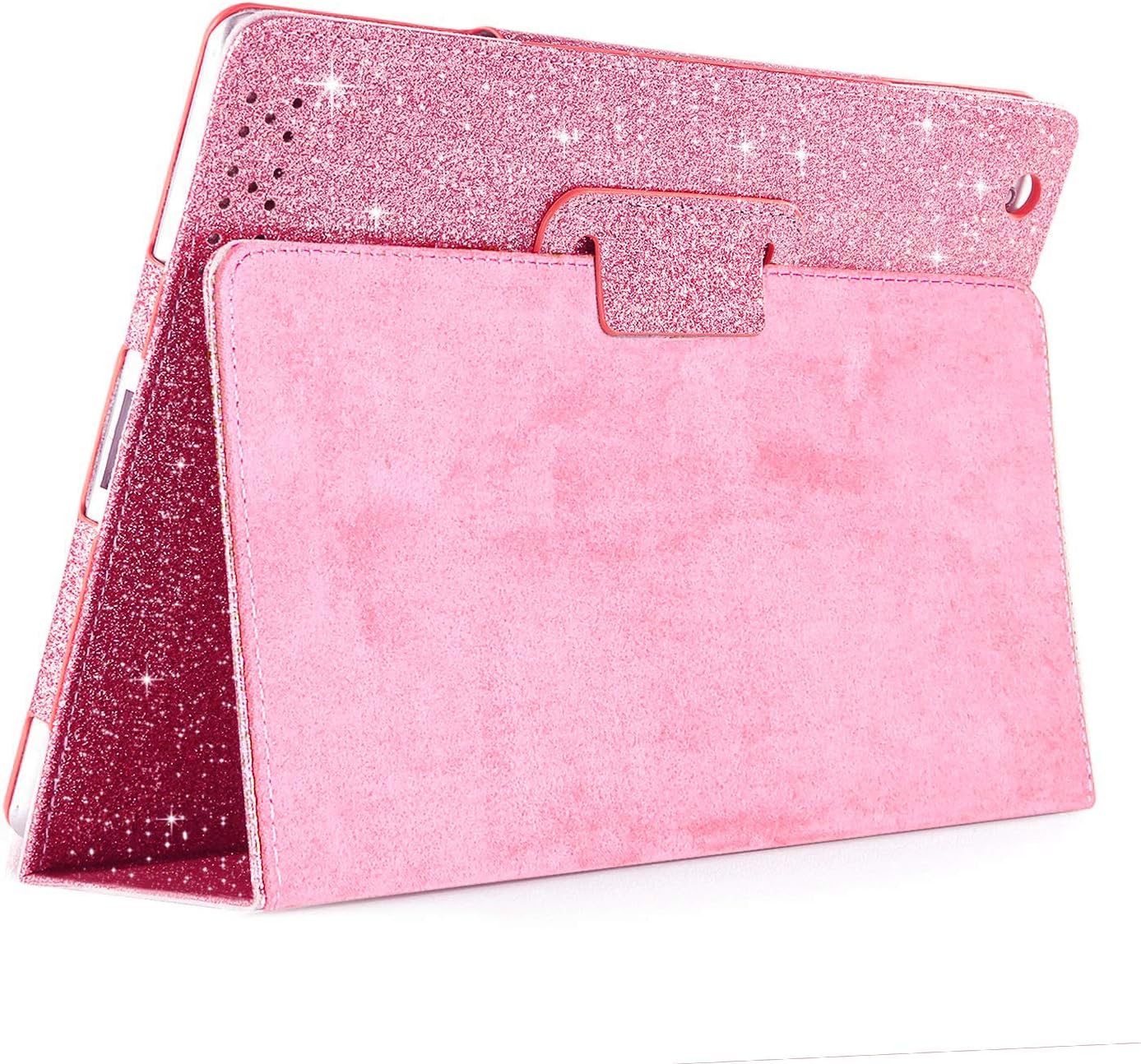 iPad 2/3/4 Glitter Case,FANSONG Sparkle Bling PU Leather Smart Cover [Flip Stand Function] [Auto Sleep/Wake] Case for Apple iPad 2/3/4 (Bling Pink)