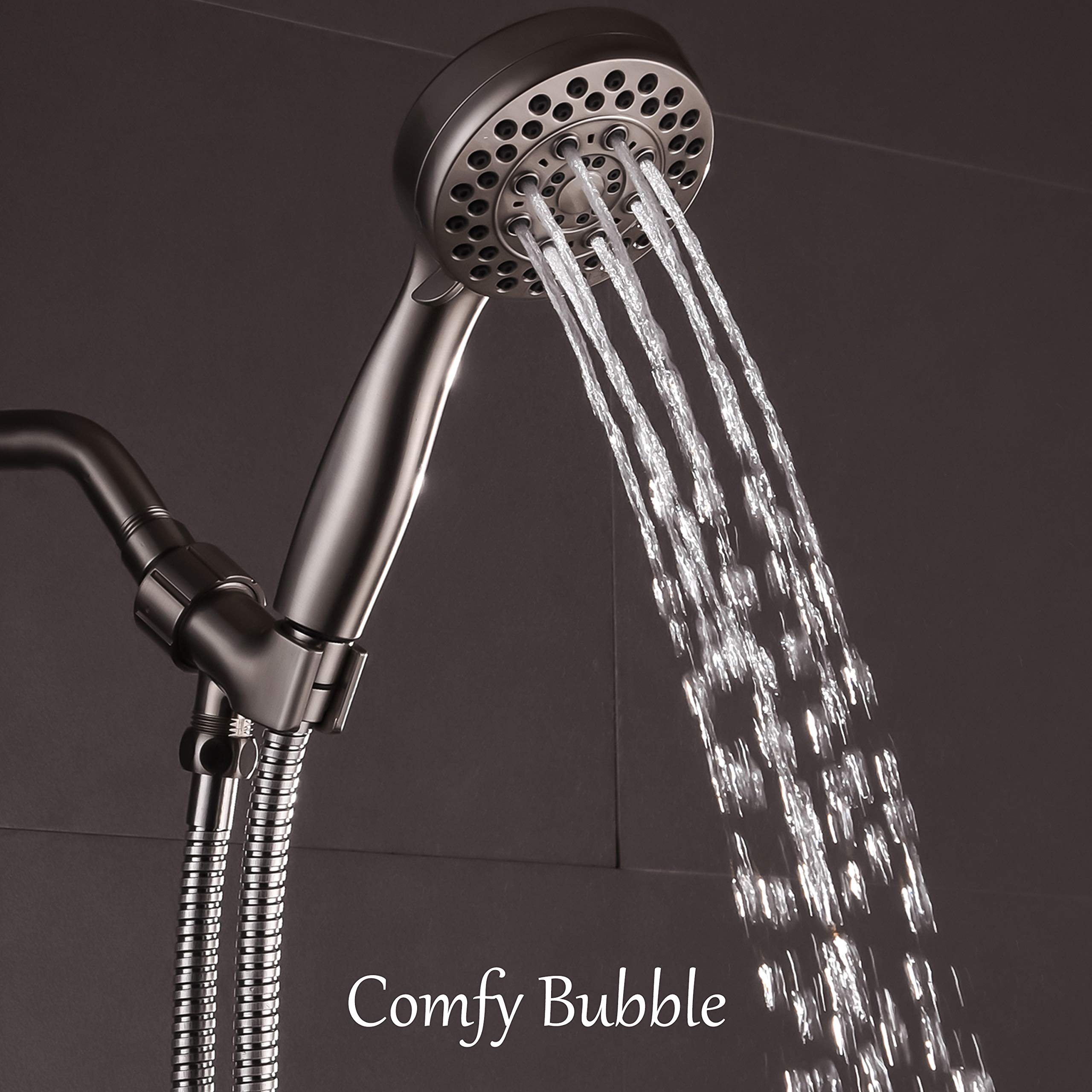 Brushed Nickel 5Function Handheld Shower Head with Hose and Bracket
