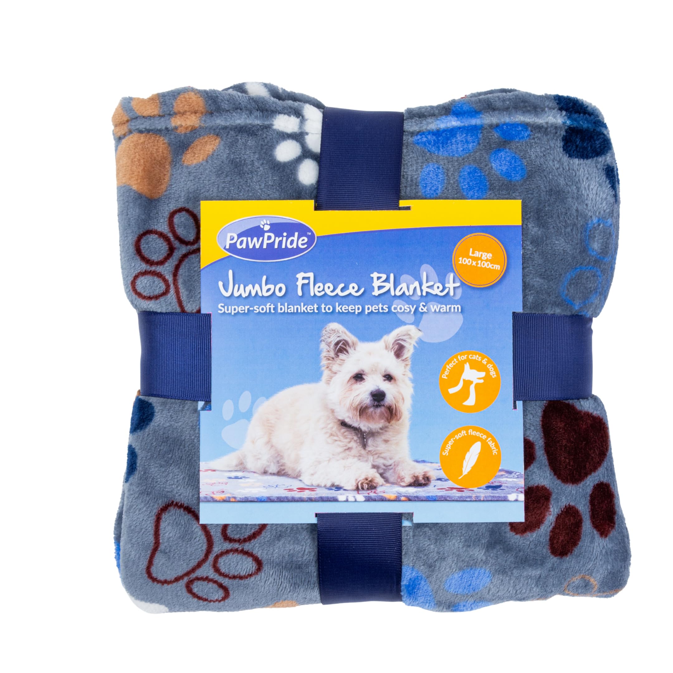 PawPride Dog Blanket – Super Soft Dog Blankets Large Washable - Fluffy Pet Blankets for Dogs Sherpa Textured Puppy Blanket – Extra Large Size 100cm x 100cm (Light Grey)