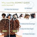 BONNET QUEEN Silk Bonnet for Sleeping Curly Hair Adjustable Light Blue Medium view 5