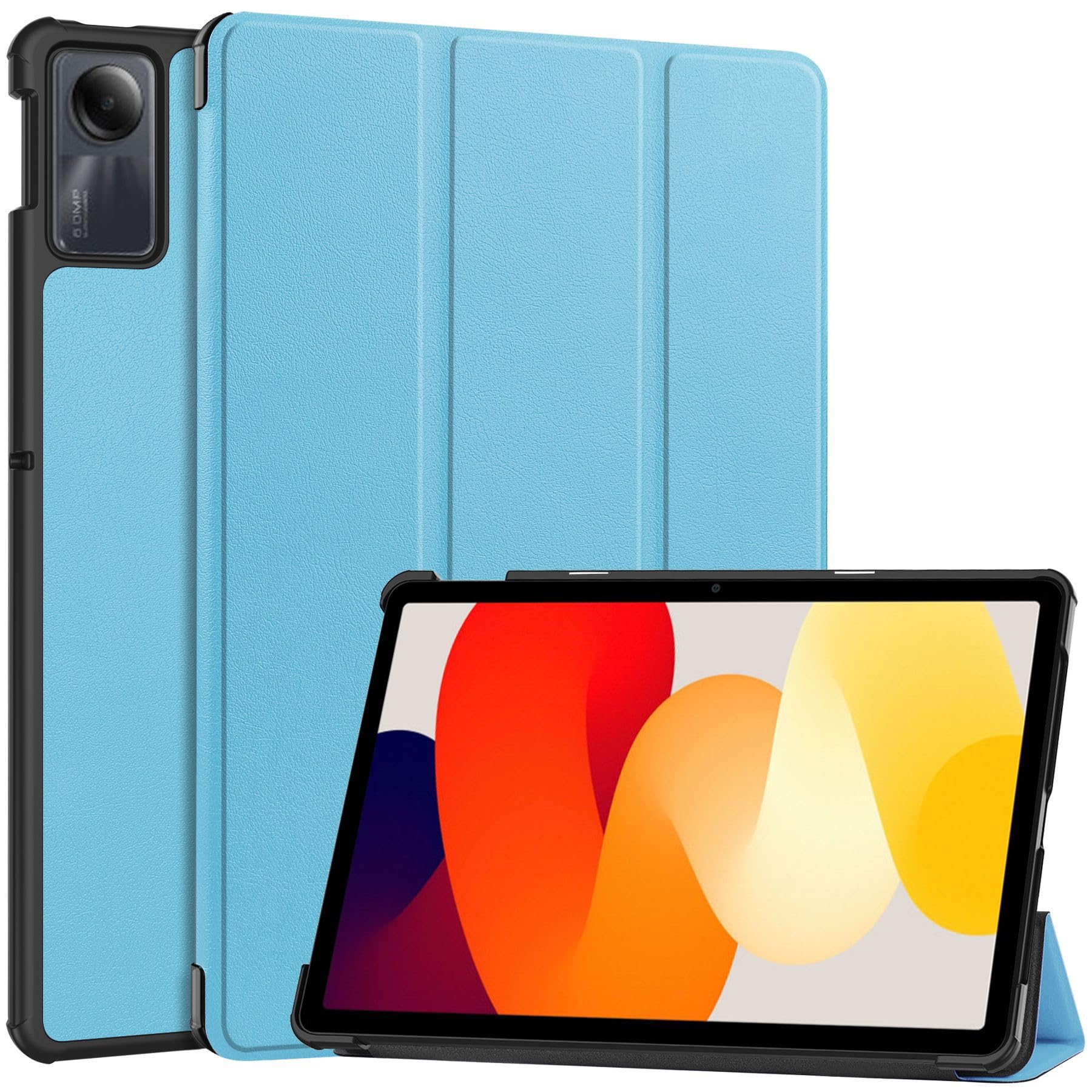QINOUK Case for Xiaomi Redmi Pad SE, [Stand Feature] Ultra Thin Smart Cover with Auto Sleep Wake, PU and PC Anti-scratch Protective Case, for Xiaomi Redmi Pad SE-Sky blue