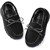 NCCB Boys House Slippers Memory Foam Moccasin Shoes Furry Plush Lining Non Slip Indoor Outdoor Boys Slippers for Big Kids Little Kids