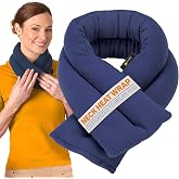 SunnyBay Microwavable Heating Pad, Neck and Shoulder Wrap, 26x4 inch, Navy | Warm or freeze for cold compress, moist heat, weighted 2.2 lb beanbag design drapes over neck and shoulders