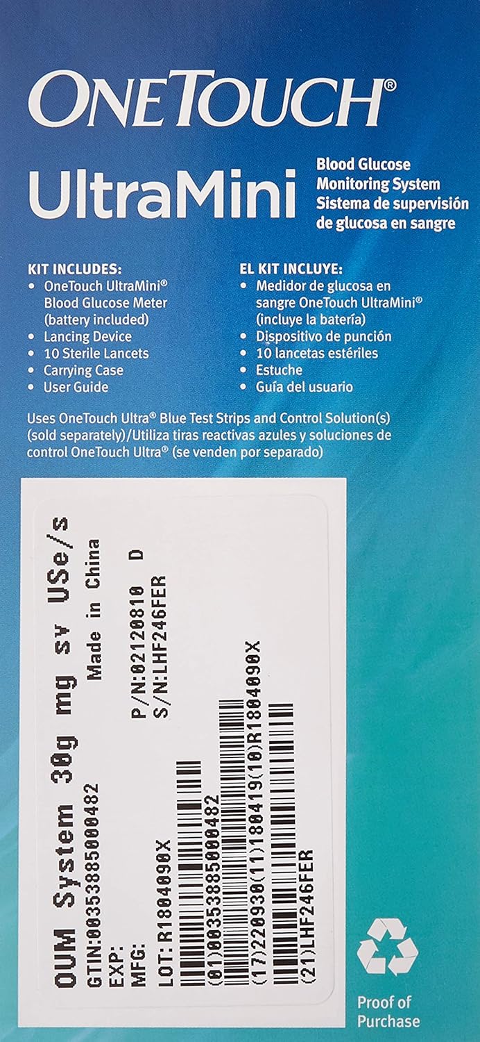 Amazon.com: OneTouch Ultra Mini Blood Glucose Monitoring System, Silver  Moon: Health & Personal Care