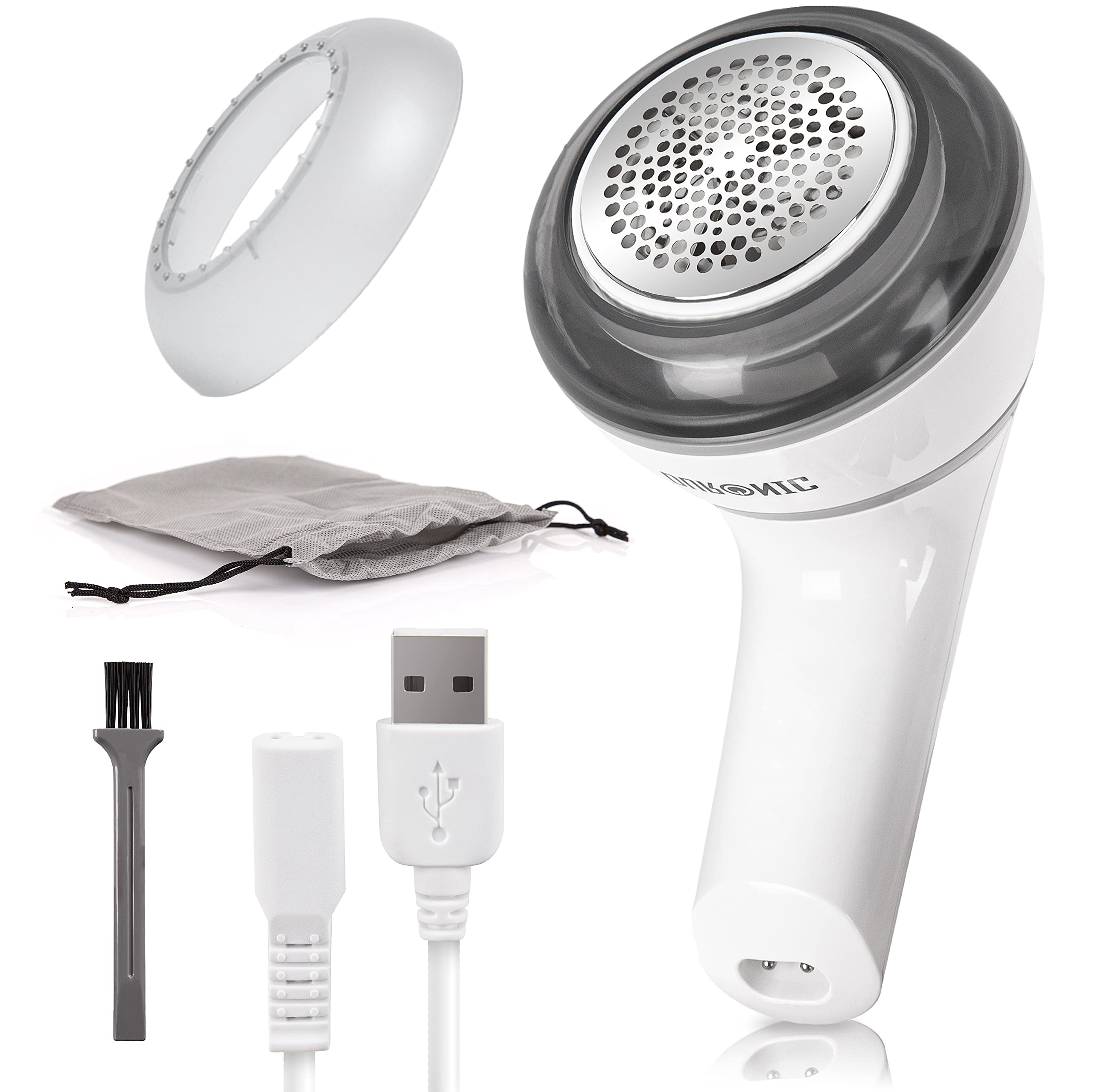 Duronic Fabric Shaver FS16USB Portable Lint Remover DeBobbler, Rechargeable Clothes Shaver Bobble Remover Machine, Fuzz and Fabric Pill Remover, Rotating Handle, USB Charging