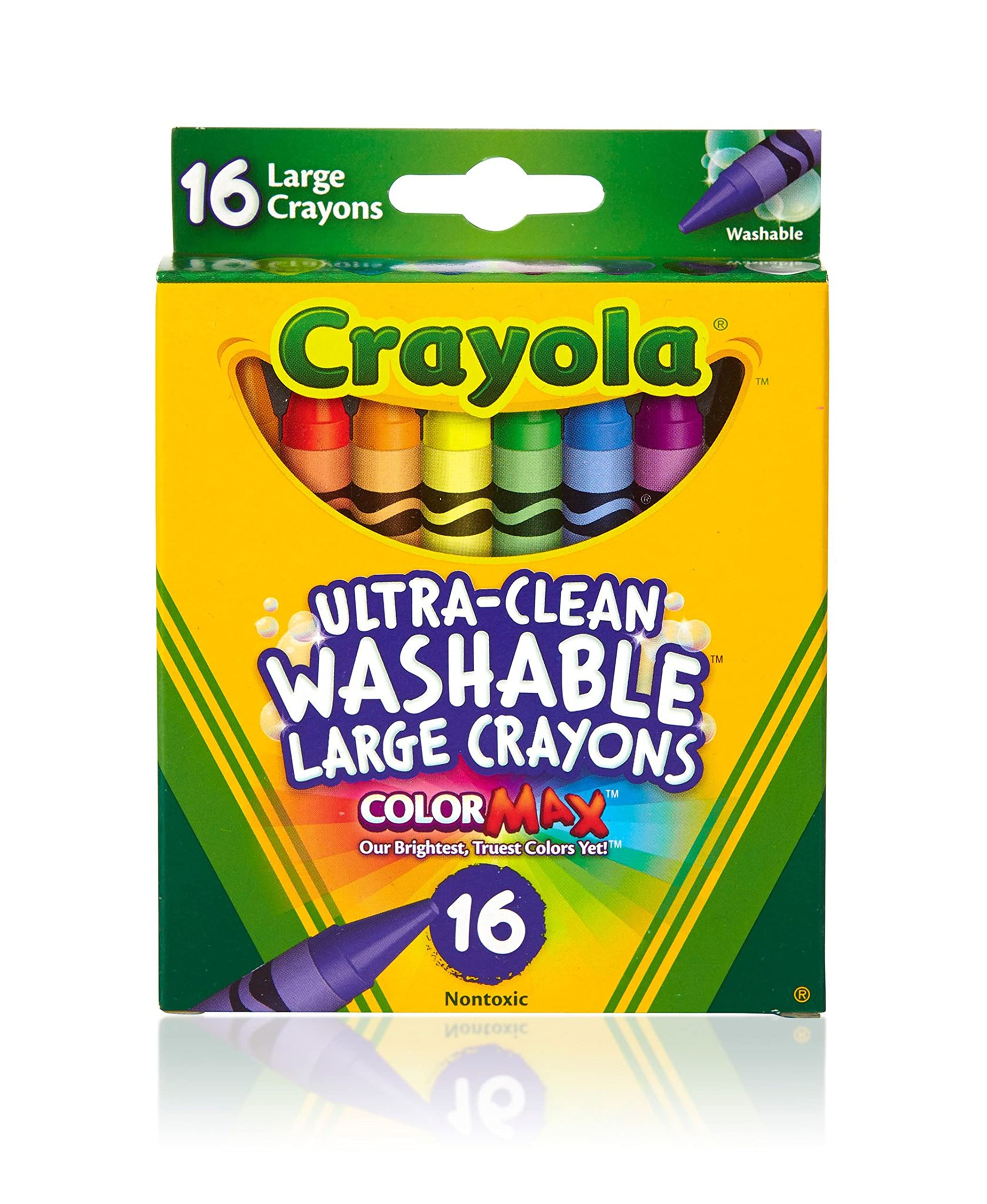 Crayola Ultra Clean Washable Crayons, Large Crayons for Toddlers, 16 Count, Gifts for Kids