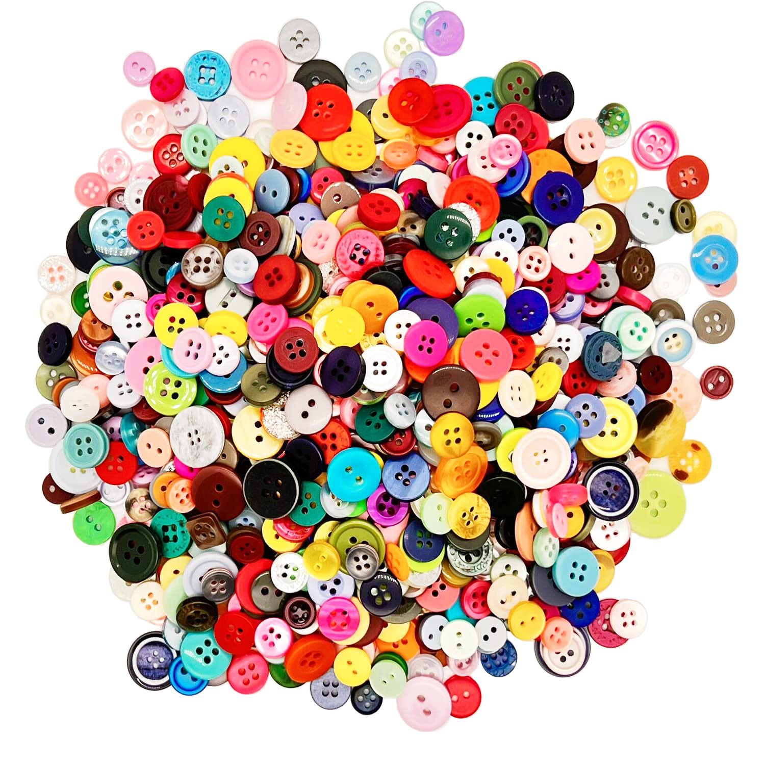 Photo 1 of 1000 Pcs Resin Buttons, 2 and 4 Holes Assorted Sizes Round Craft Buttons for Crafts Sewing, Mixed Color