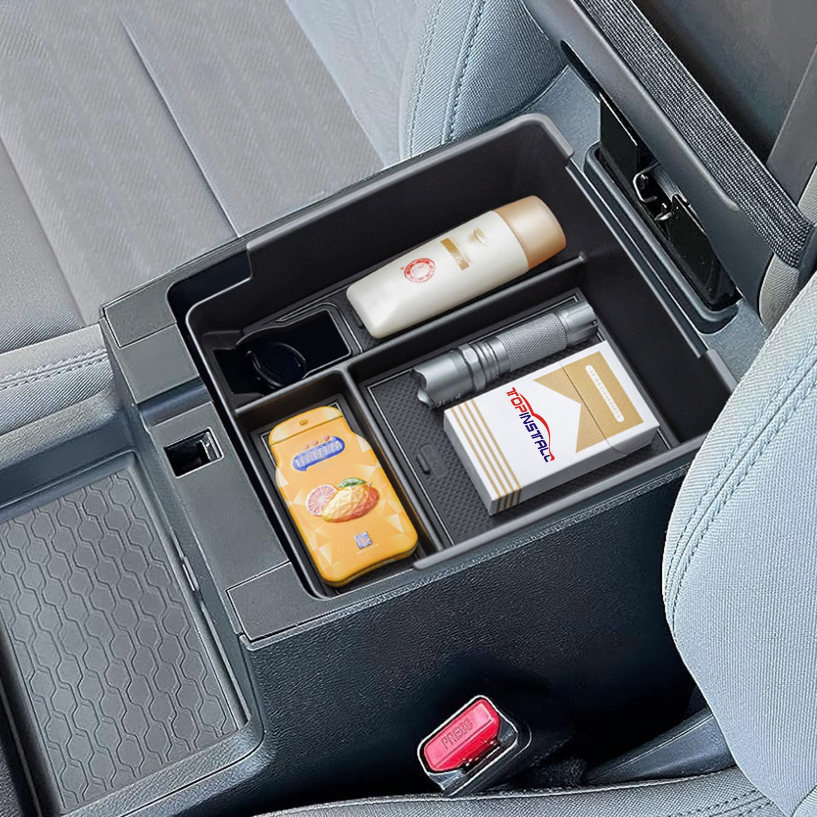 Photo 1 of TOPINSTALL 2024 New Center Console Tray Compatible with Nissan Frontier 2022-2025 Accessories Pickup Truck Armrest Box Tray Interior Secondary Storage Console Organizer ABS Black Plastic Insert