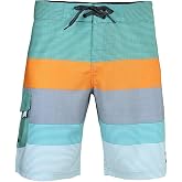 Mens Swim Trunks 22 Inch, Long Board Shorts Men's, Slim Fit, Stretch Material,No Liner, No Side Pockets