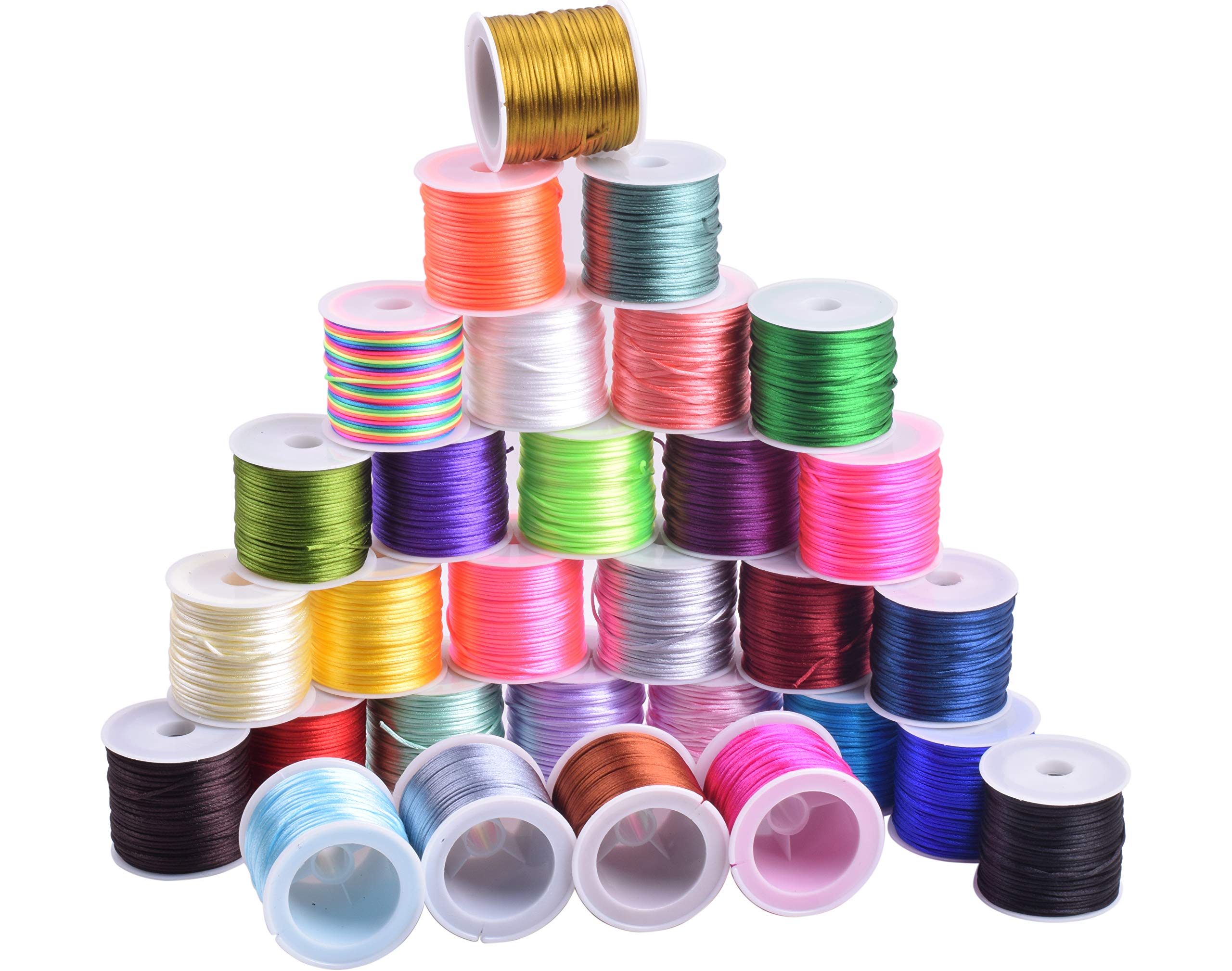 KONMAY 25 Colors Mixed 409.5 Meters 1.5mm Nylon Rattail Satin Silk Trim Cord Beading String for Chinese Knotting, Kumihimo, Beading, Macramé, Jewelry Making — image 1