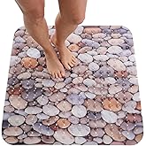 ENKOSI Extra Large Square Non Slip Shower Mat - 31 x 31-inch XL Bathroom Shower Mat - Square Shower Mats for Shower Stall Floors | Secure Suction Cups and Drain Holes (31x31 Pebble Stone)