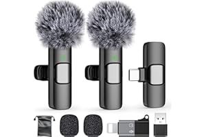 PoP voice USB C Mini Wireless Lavalier Microphone for iPhone/Android, Lapel Mic with Noise Reduction, Lav Mic for Video Recording, Tiny Microphone Content Creator Interview for Tiktok, YouTube, Vlog
