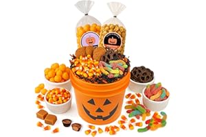 GOODLAND FARMS Halloween Snack Pail Gift Basket, Candy and Snacks Care Package Assortment for Boys Girls College Students Office Children Kids
