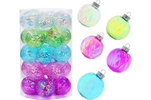 MOONET 25Pcs 2.64in Christmas Decoration Balls Shatterproof Colored Transparent Ball for Festival Wedding Home Party Decors Xmas Tree Hanging