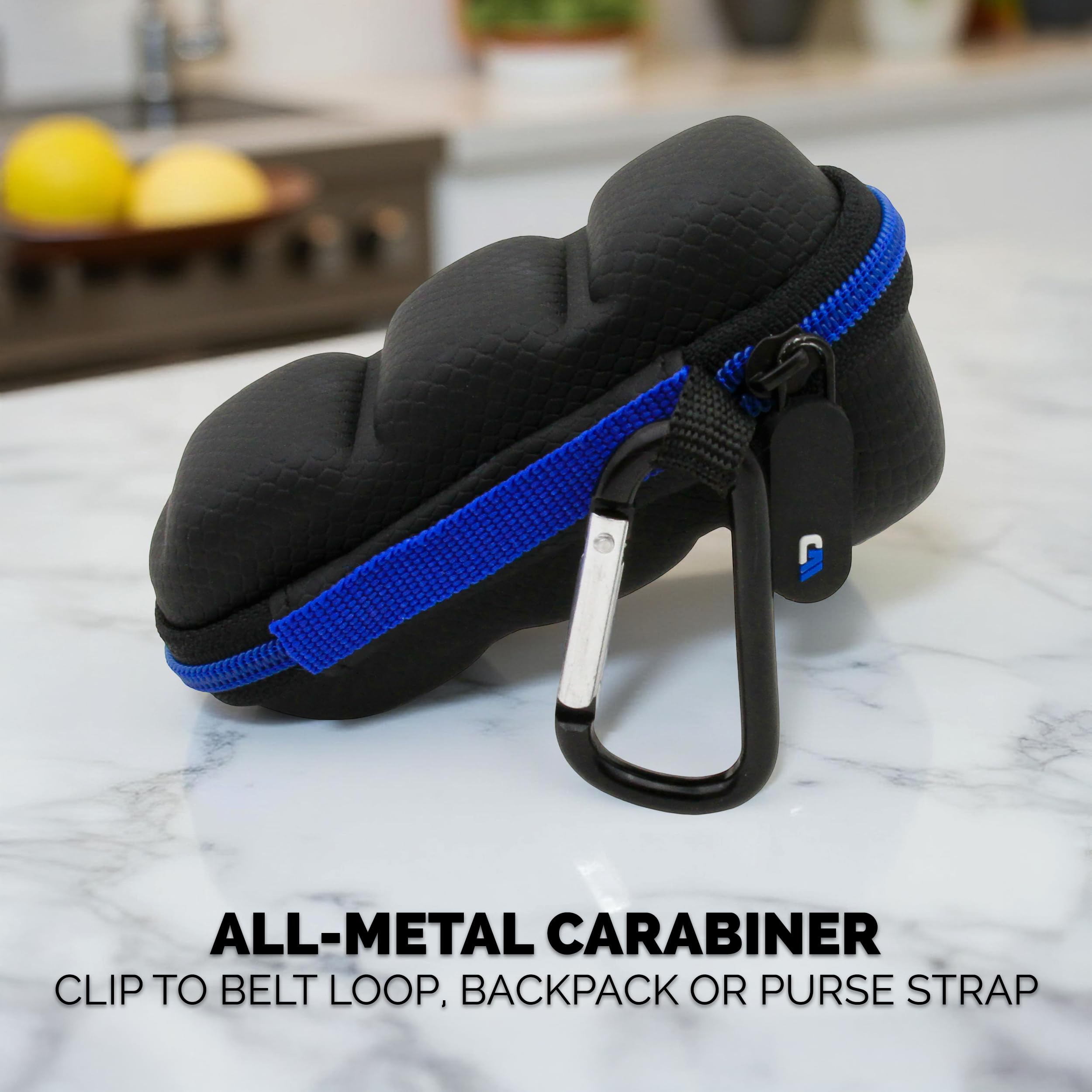 CASEMATIX Asthma Inhaler Travel Case with Lanyard and Clip-on Keychain Carabiner, Includes Inhaler Holder Case Only, Black