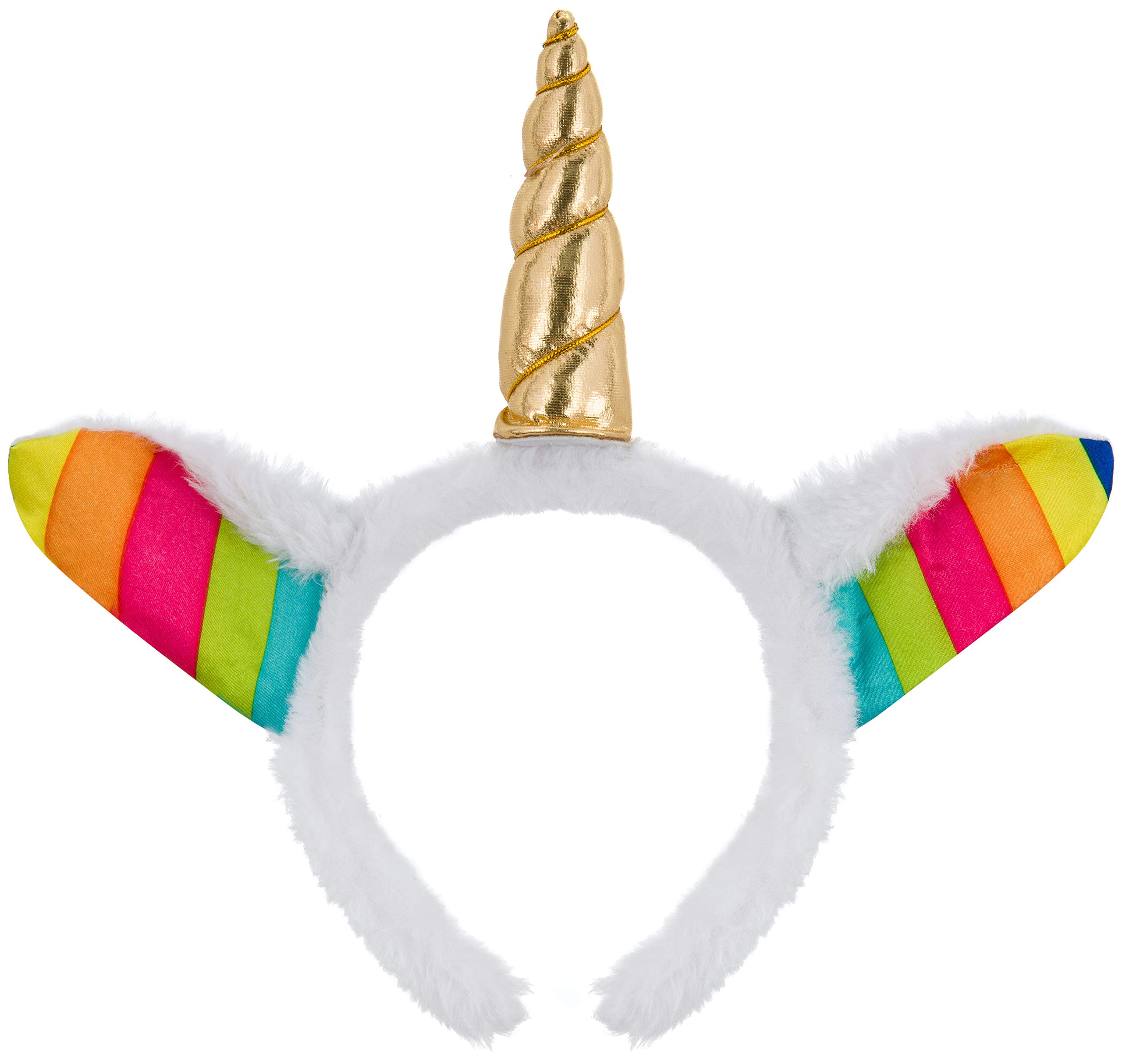 Balinco Hairband in White with Unicorn Unicorn in Gold Headband Hairband made of Plush Ears For Halloween Christmas Carnival Head Accessories