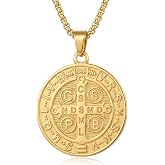 BaBakiak St Benedict Exorcism Medal Necklace - Stainless Steel Christian Catholic Roman Cross Pendant - Patron Saint Amulet Medal Religion Jewelry