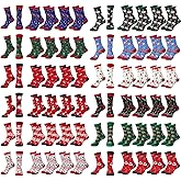 60 Pairs Christmas Socks in Bulk for Women Men, Cotton Colorful Christmas Crew Socks Novelty Funny Fancy Xmas Socks Pack