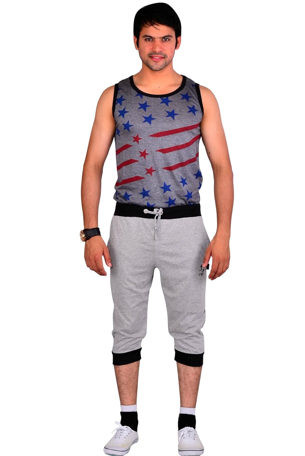 vego men's casual cotton 3/4th capri pants