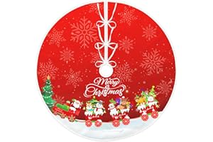 CEOSANDE Red Truck Christmas Tree Skirt 36 Inch White Snow Christmas Tree Mat with Cute Snowman Santa Claus to Celebrate Merry Christmas Rustic Xmas Ornaments for Holiday Party Christmas Decorations