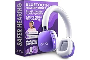 Puro Sound Labs PuroQuiet Plus Kids Noise Cancelling Headphones, Bluetooth Kids On Ear Headphones with Mic, Lightweight On-Ear Design, Studio-Grade Sound (Purple)