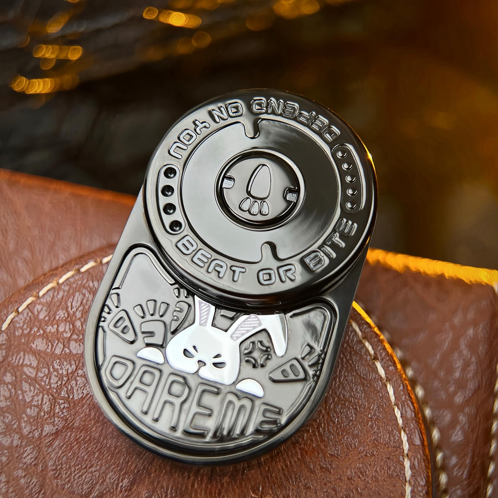 HIDEDC Desperate Rabbit Fidget Slider, Stainless Steel EDC Fidget Toys Stress Relief Toy for Adults, Executive Desk Toy for Keep Focus & Stress Relief (Mix Black)