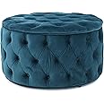 Christopher Knight Home Zelfa Velvet Ottoman, Dark Teal, Round