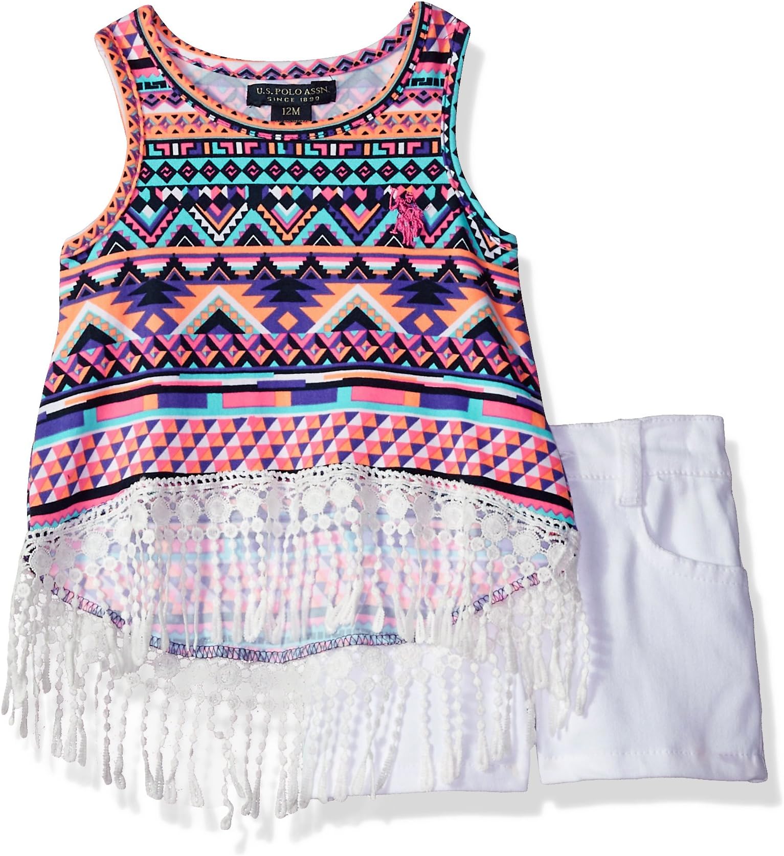 U.S. Polo Assn. Baby Girl's Fashion Top and Short Set Shorts