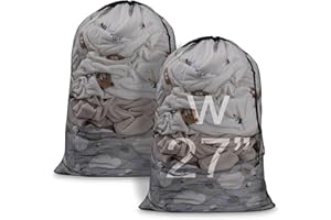 Meowoo Large Mesh Laundry Bag, 27×36inch Heavy Duty Mesh Laundry Bags Drawstring Lockable, Laundry Hamper Liner, Machine Washable, for Travel,Storage, Sports Factories, Dorms, Black 2pcs