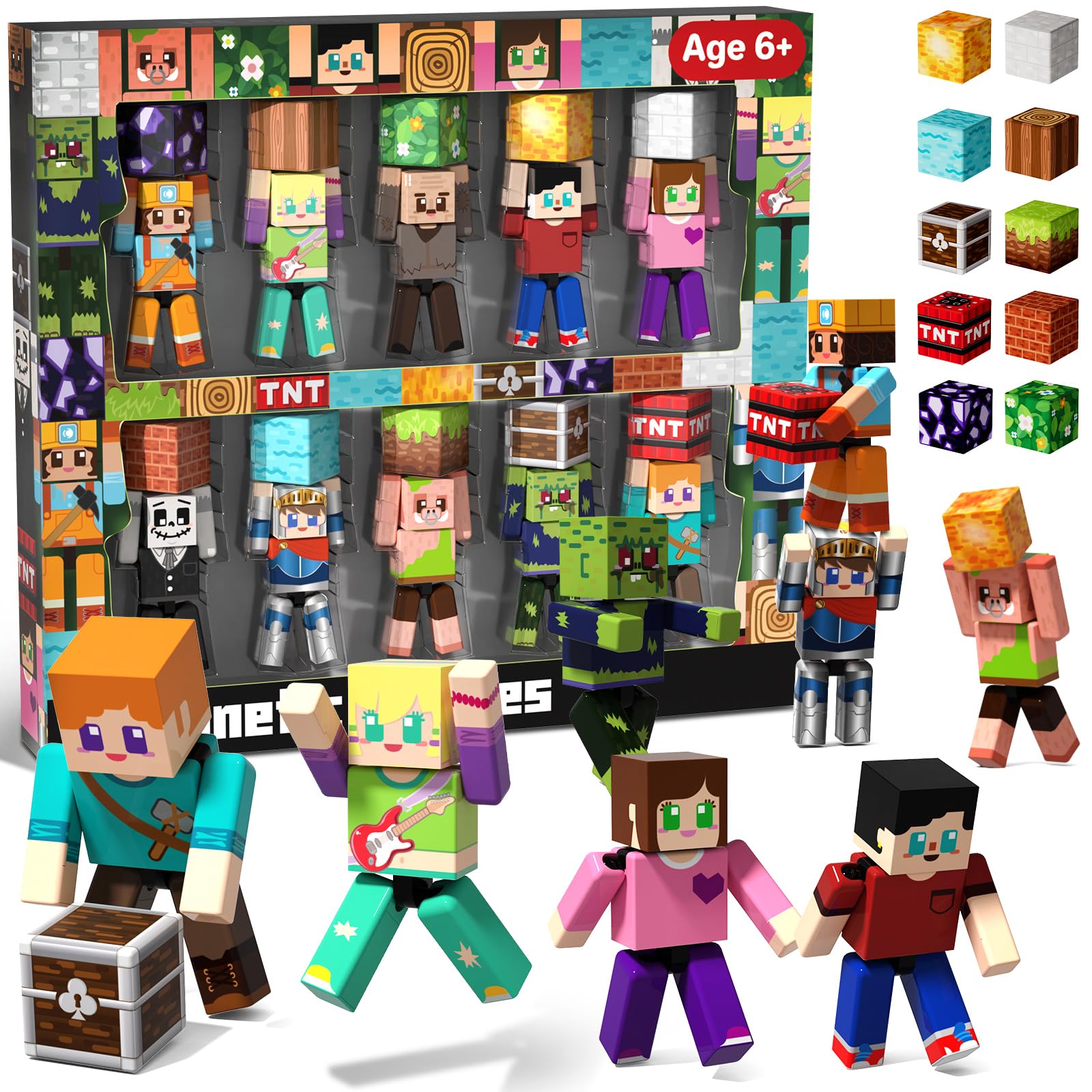 Magneverse 20Pcs Magnetic Action Figures Playset - Magnetic Building Blocks, Magnet Cubes and Rotatable Figures Character Toys for Kids,Easter Birthday Gift for 6+ Year Old Boys Girls (Patent Pending)