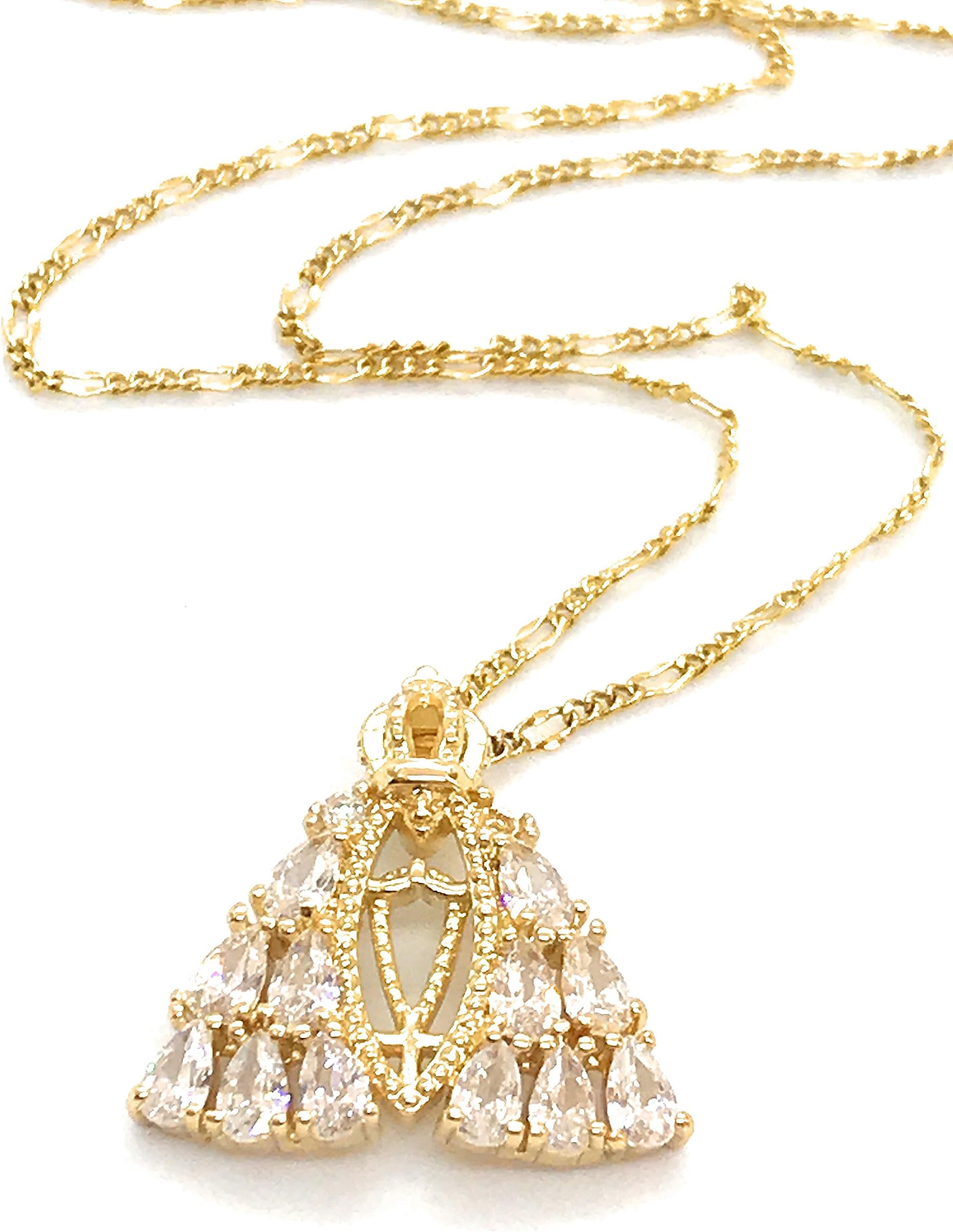 LESLIE BOULES Virgin Mary Pendant Necklace 18K Gold Plated Chain 19"
