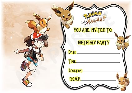 Pokemon Lets Go Eevee Festa Di Compleanno Inviti Eevee