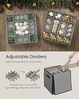 SONGMICS Christmas Decoration Storage Box with Lid 64 Slots 4 Drawers Dove Grey view 5