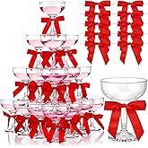Zopeal Plastic Martini Glasses 5 oz Champagne Cups Margarita Cocktail Glasses with Bow 2.8 Inch for Valentine's Day Bachelor Home Bar Wedding Party Champagne Tower(Red,30 Pcs)