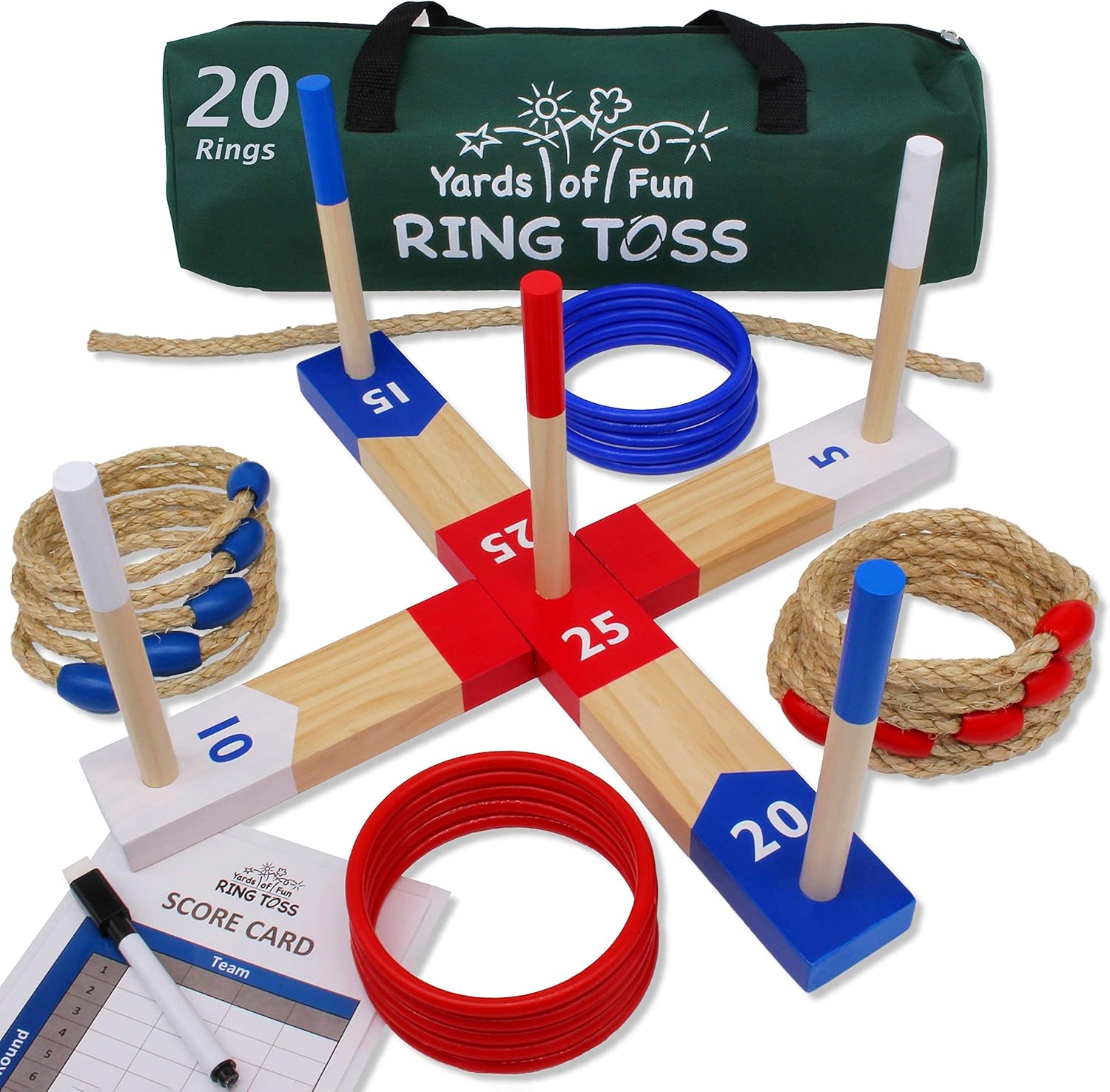Yards of Fun Ring Toss Game Set 20 Rope & Plastic Rings