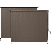 Coolaroo Outdoor Roller Shade with Wand - 90% UV Block Breathable Light Filtering Shade for Patio or Porch, Fade-Resistant, Easy-Clean Fabric, 6ft x 6ft, Mocha