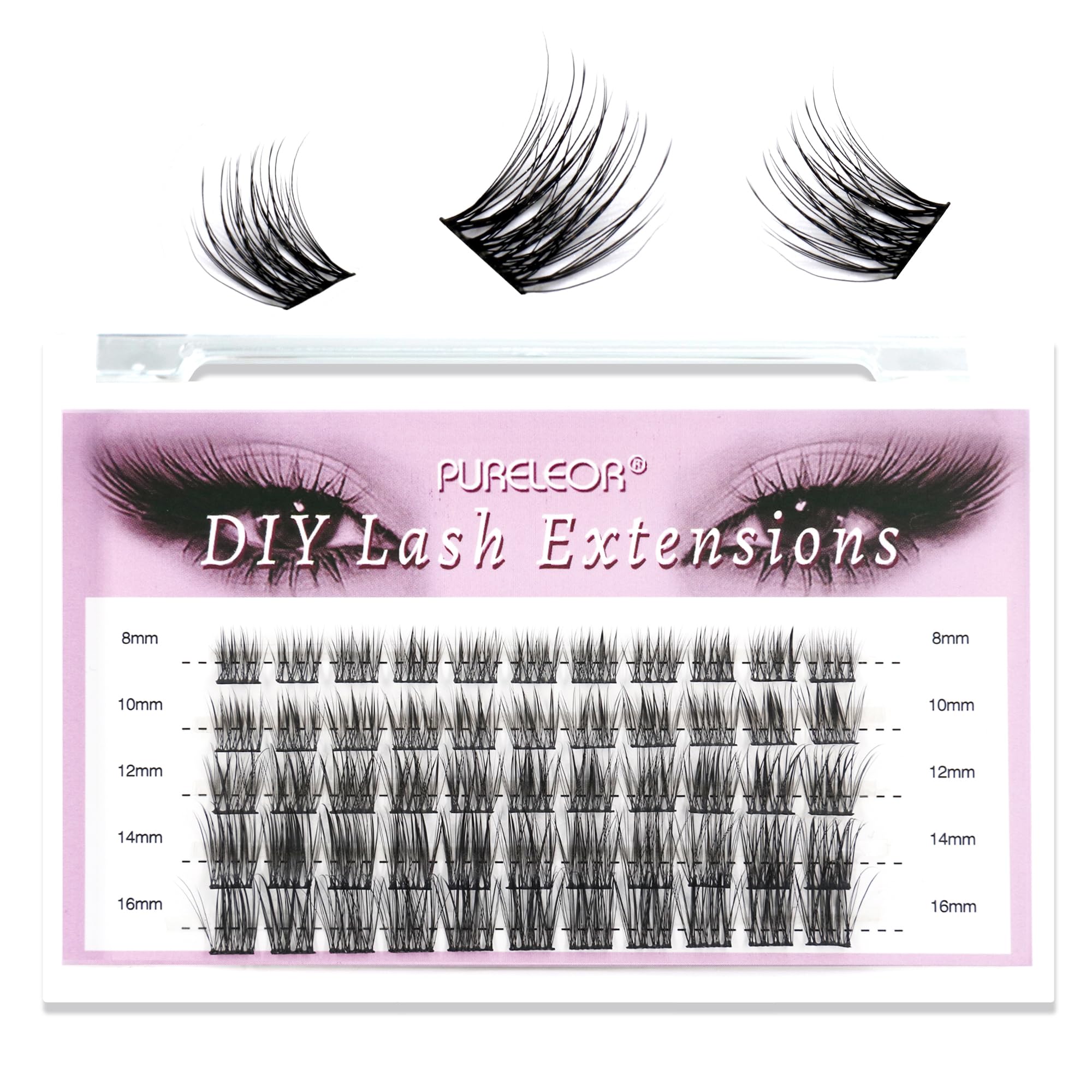 Lash Clusters DIY Eyelash Extensions 60pcs Cluster Lashes Wispy False Eyelashes C D Curl Individual Lashes Extensions 10-16mm Mega Fluffy Eyelashes — image 1