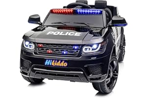 Hikiddo Electric Police Car for Kids, 24 Volt Kids Ride-on Toy Car with Remote Control, 400W Motor, 5mph Max Speed - Black